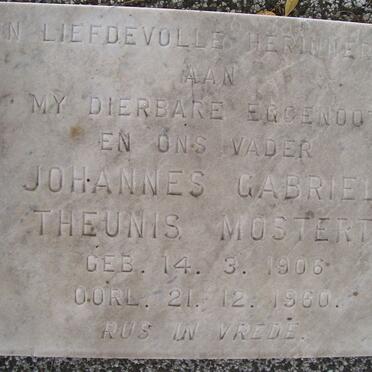 MOSTERT Johannes Gabriel Theunis 1906-1960