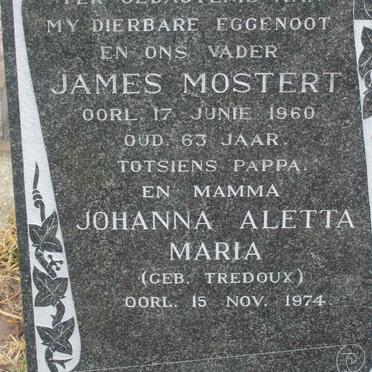 MOSTERT James -1960 &amp; Johanna Aletta Maria TREDOUX -1974