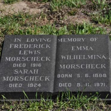 MORSCHECK Frederick Lewis -1916 :: MORSCHECK Sarah -1924 :: MORSCHECK Emma Wilhelmina 888-1971
