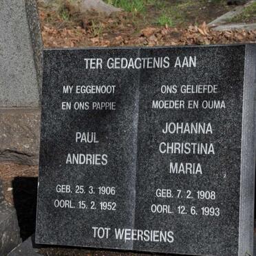 MOUTON Paul Andries 1906-1952 &amp; Johanna Christina Maria 1908-1993