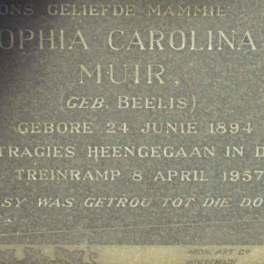 MUIR Sophia Carolina nee BEELIS 1894-1957
