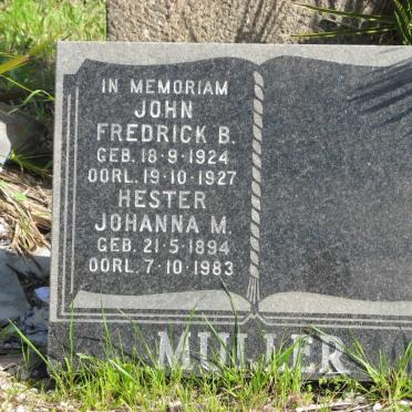 MULLER Hester Johanna M. 1894-1983 :: MULLER John Fredrick B. 1924-1927