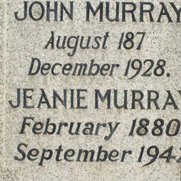 MURRAY John 1879-1928 &amp; Jeanie 1880-1942