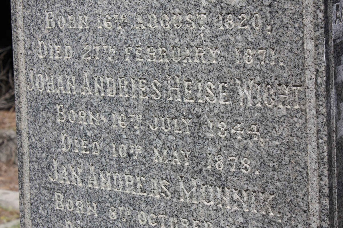 WICHT Johan Andries Heise 1844-1878