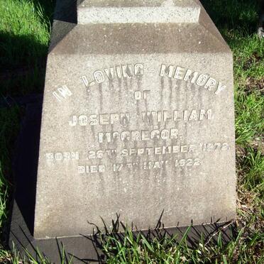 McGREGOR Joseph William 1872-1922