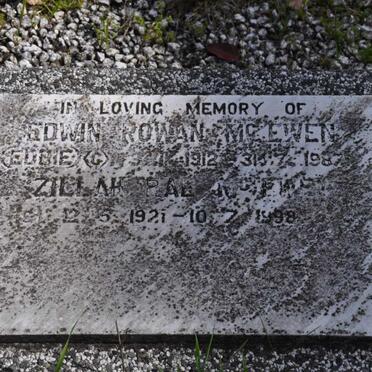 McEWEN Edwin Rowan 1912-1987 &amp; Zillah Rae 1921-1998