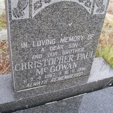 McGOWAN Christopher Paul 1967-1991