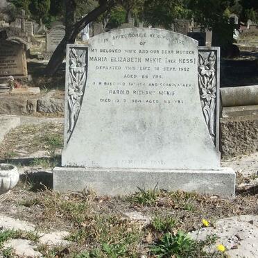 MCKIE Harold Richards -1984 &amp; Maria Elizabeth HESS -1962