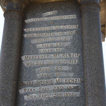 Mc KENZIE Alexander -1872 &amp; Margaret -1868 :: Mc KENZIE Isabel Ritchie 1871-1872