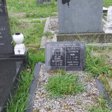 McCARTHY Peter W. 1915-1970 &amp; Elizabeth MING 1918-1998 :: McCARTHY George 1936-1992