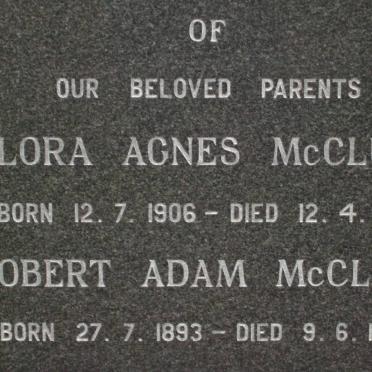 McCLURE Robert Adam 1893-1982 &amp; Flora Agnes 1906-1981
