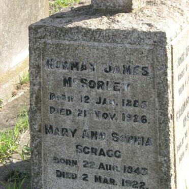 McSORLEY Norman James 1885-1926 :: SCRAGG Mary Ann Sophia 1843-1922