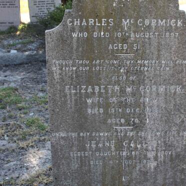 McCORMICK Charles -1897 &amp; Elizabeth -1915 :: McCORMICK Jeane Callie -1928 