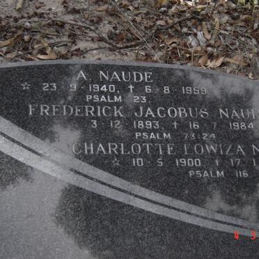NAUDE Frederick Jacobus 1893-1984 &amp; Charlotte Lowiza 1900-1986 :: NAUDE A. 1940-1959