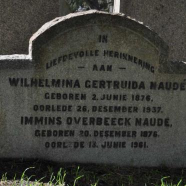 NAUDE Immins Overbeeck 1876-1961 &amp; Wilhelmina Gertruida 1876-1937