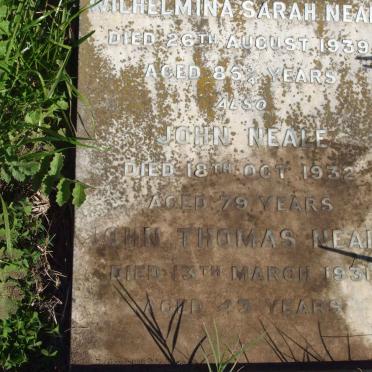 NEALE Wilhelmina Sarah -1939 :: NEALE John -1932 :: NEALE John Thomas -1931 