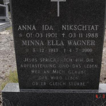 NIKSCHTAT Anna Ida 1901-1988 :: WAGNER Minna Ella 1913-2000