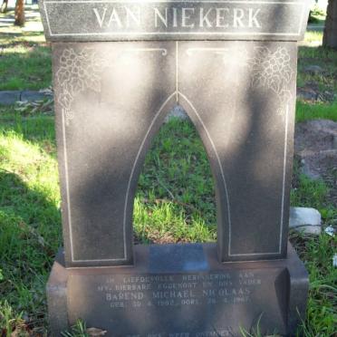 NIEKERK Barend Michael Nicolaas, van 1902-1967