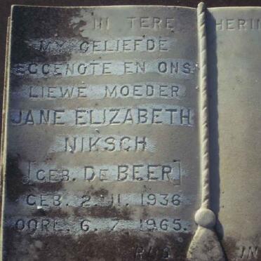 NIKSCH Jane Elizabeth nee DE BEER 1936-1965