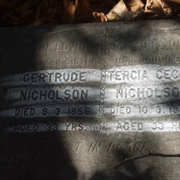 NICHOLSON Gertrude -1956 :: NICHOLSON Tercia Cecile -1953