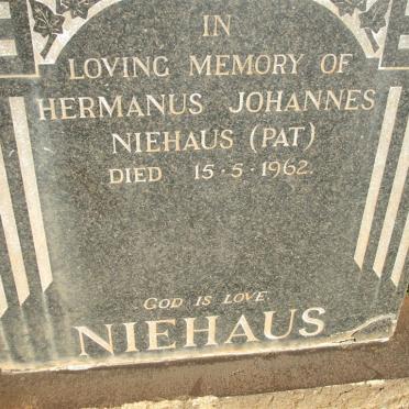 NIEHAUS Hermanus Johannes -1962