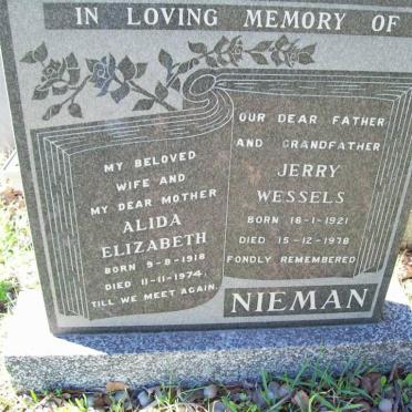 NIEMAN Jerry Wessels 1921-1978 &amp; Alida Elizabeth 1918-1974