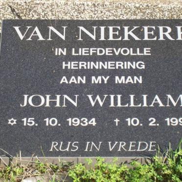 NIEKERK John William, van 1904-1970 &amp; Catharina Maria Magdalena 1911-1994 :: VAN NIEKERK John William 1934-1996