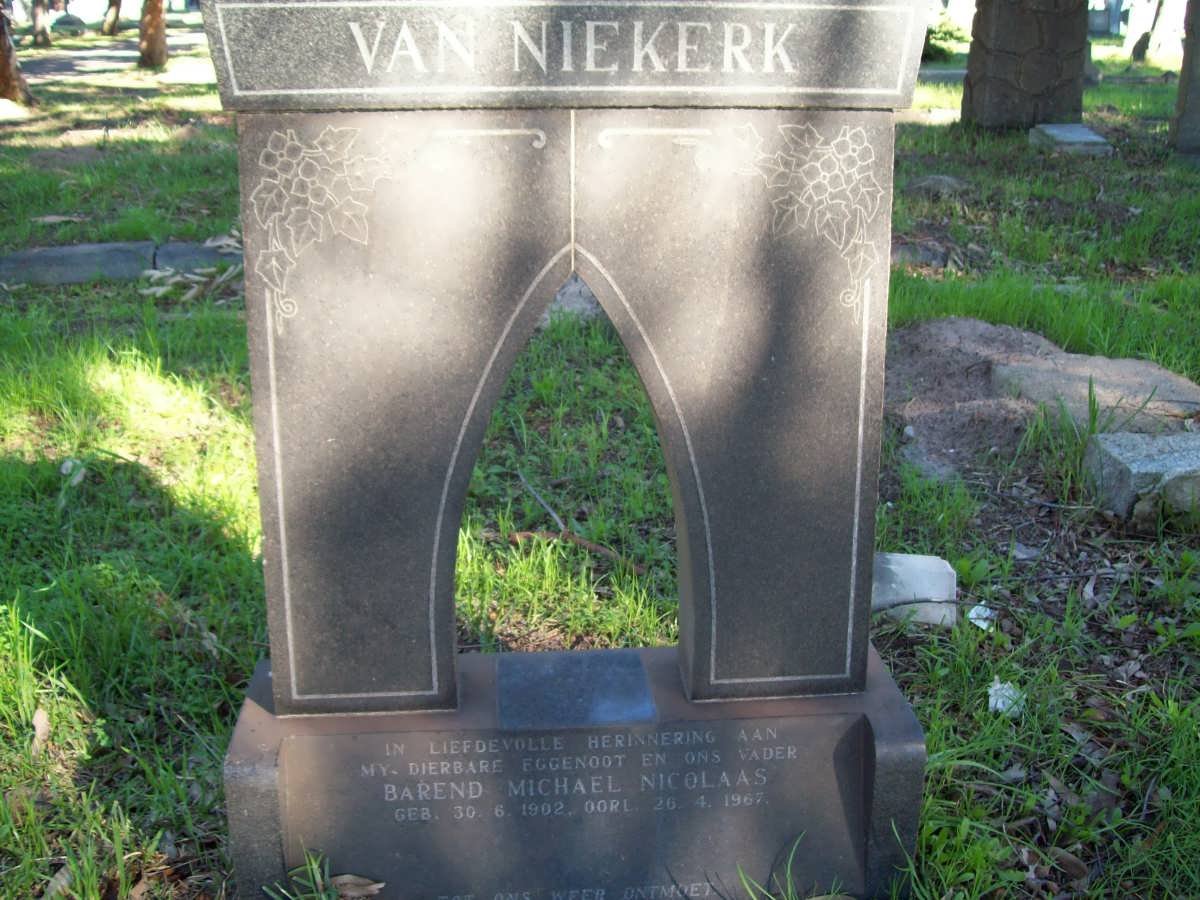NIEKERK Barend Michael Nicolaas, van 1902-1967