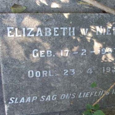 NIEKERK Elizabeth, van 1937-1937