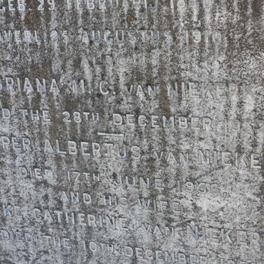 NIEKERK Adriana M.C., van -1932 :: VAN NIEKERK Jasper Albertus -1956