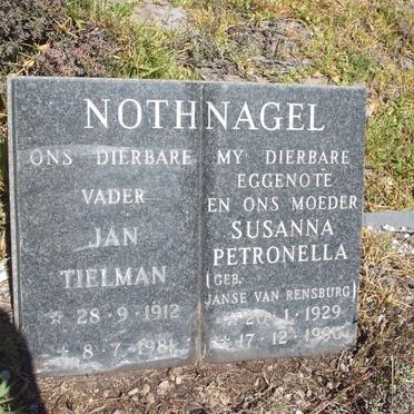 NOTHNAGEL Jan Tielman 1912-1981 &amp; Susanna Petronella JANSE VAN RENSBURG 1929-1980
