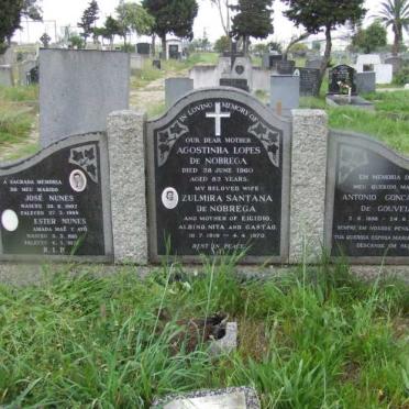 NOBREGA Agostinha Lopes, de -1960 :: NOBREGA Zulmira Santana, de 191?-1970 :: NUNES José 1902-1968 &amp; Ester 1910-197?