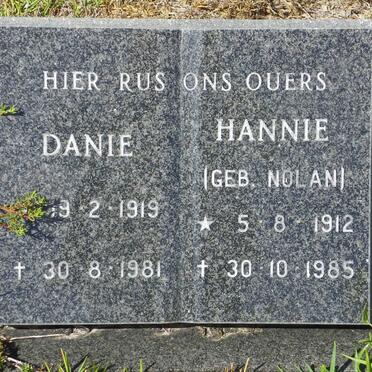 NORTJE Danie 1919-1981 &amp; Hannie NOLAN 1912-1985