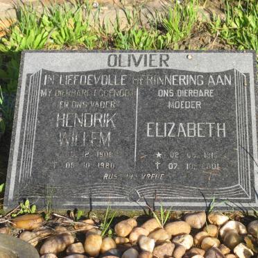 OLIVIER Hendrik Willem 1908-1980 &amp; Elizabeth 1916-2001