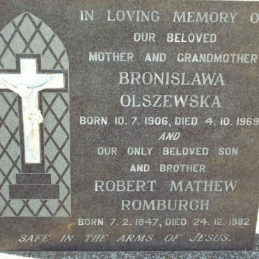 OLSZEWSKA Bronislawa 1906-1969 :: ROMBURGH Robert Mathew 1947-1982