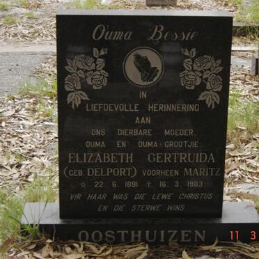 OOSTHUIZEN Elizabeth Gertruida formerly MARITZ nee DELPORT 1891-1983