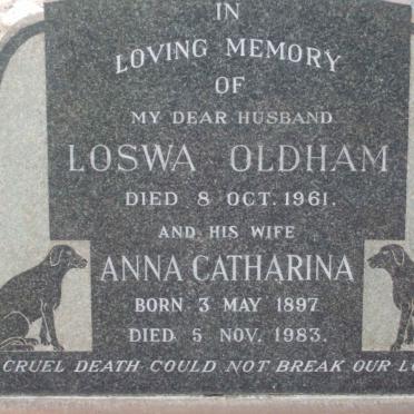 OLDHAM Loswa -1961 &amp; Anna Catharina 1897-1983