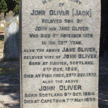 OLIVER John 1864-1939 &amp; Jane 1866-1932 :: OLIVER John -1929