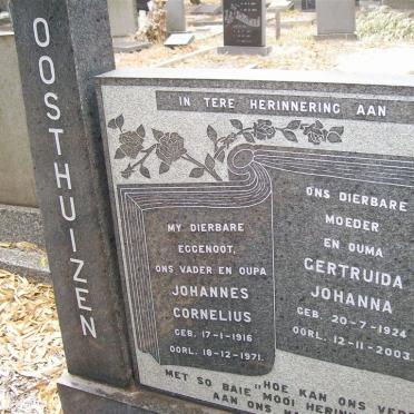 OOSTHUIZEN Johannes Cornelius 1916-1971 &amp; Gertruida Johanna 1924-2003