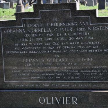 OLIVIER Johannes Gerhardus 1890-1966 &amp; Johanna Cornelia KIRSTEN 1895-1954