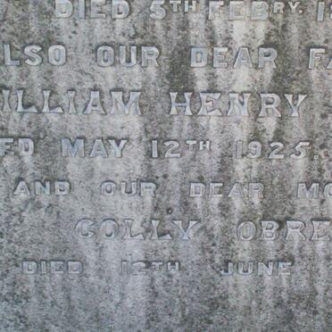 O`BREE William Henry -1925 &amp; Golly -1938