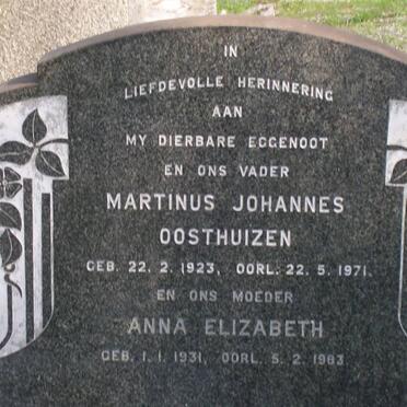 OOSTHUIZEN Martinus Johannes 1923-1971 &amp; Anna Elizabeth 1931-1983