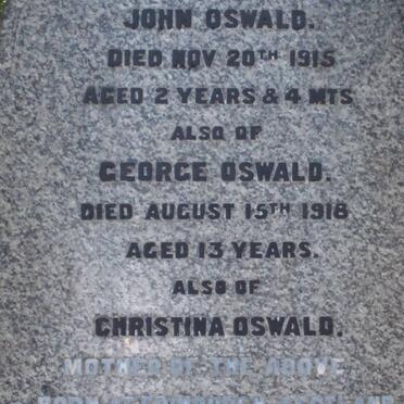OSWALD John -1935 &amp; Christina -1913 :: OSWALD John -1915 :: OSWALD George -1918 :: OSWALD Ruth -1928