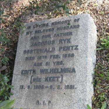 PENTZ Jacobus Ryk Oostewald -1958 &amp; Edith Wilhelmina KEET 1906-1981