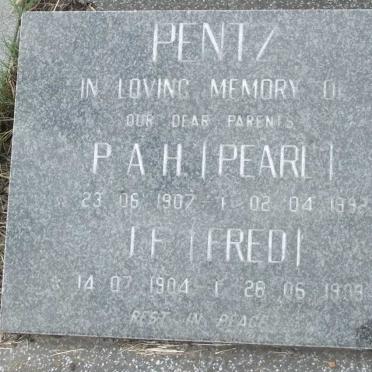 PENTZ I.F. 1904-19?? &amp; P.A.H. 1907-1992