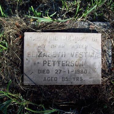 PETTERSON Elizabeth Vestina -1980