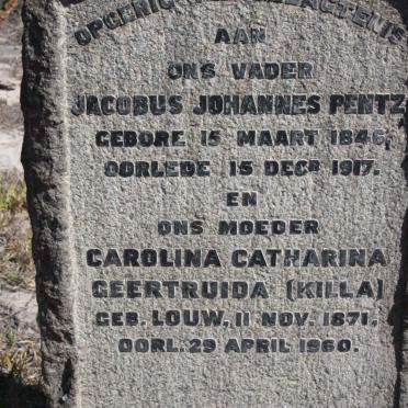 PENTZ Jacobus Johannes 1846-1917 &amp; Carolina Catharina Geertruida LOUW 1871-1960