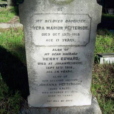 PETTERSON Henry Edward -1918 &amp; Johanna KALIS -1936 :: PETTERSON Vera Marion -1918