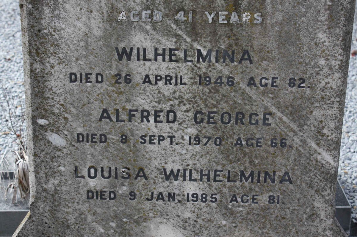PEACOCK Wilhelmina -1946 :: PEACOCK Alfred George -1970 :: PEACOCK Louis Wilhelmina -1985