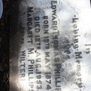 PHILLIPSON Edward Thomas 1874-1953 &amp; Margaret M. WILTER -1958